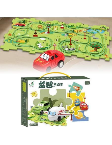 Traseu auto copii, pista 15 piese, masini smart, traseu masini copii, Elastix