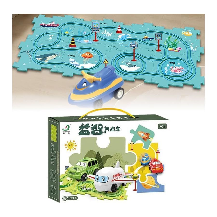 Traseu auto copii, pista 15 piese, masini...