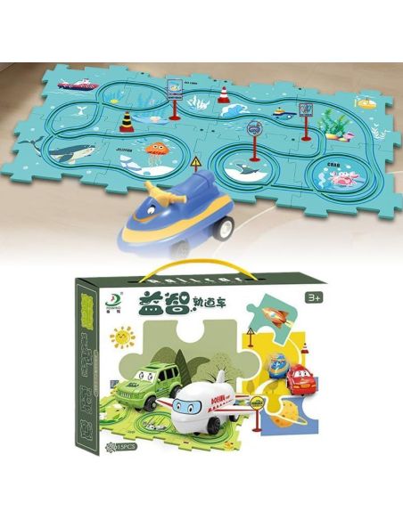 Traseu auto copii, pista 15 piese, masini smart, traseu masini copii, Elastix