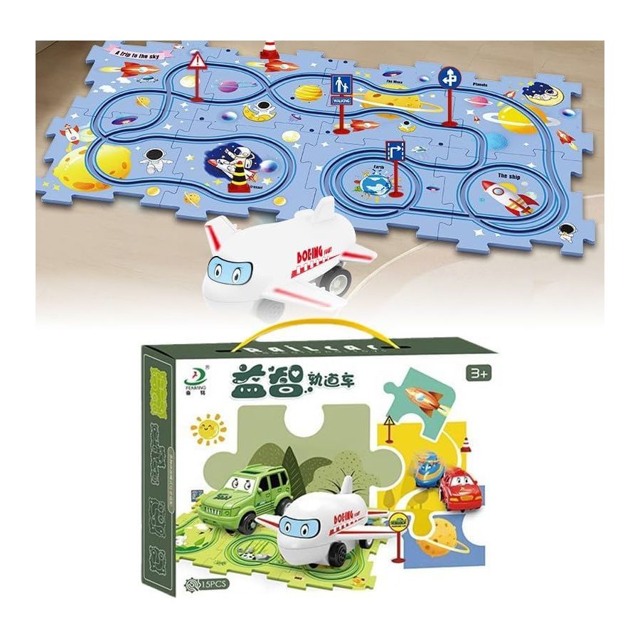 Traseu auto copii, pista 15 piese, masini...