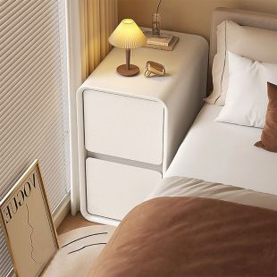 Noptiera lemn masiv si piele, noptiera alba, Elastix