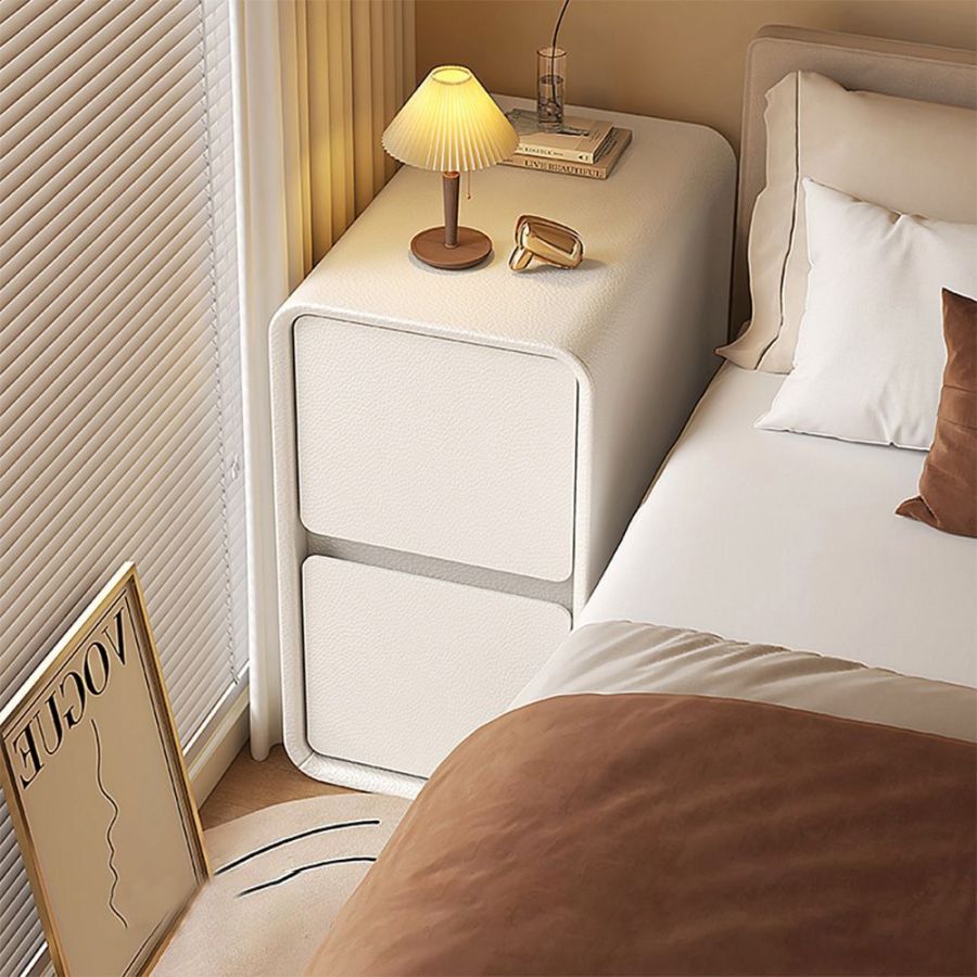 Noptiera lemn masiv si piele, noptiera alba,...