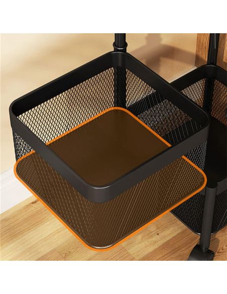 Raft metalic patrat 4 niveluri Pantry Pro, troller bucatarie, organizator bucatarie, Elastix