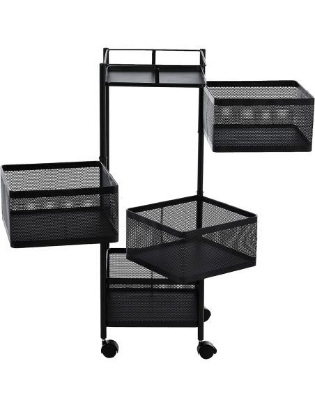 Raft metalic patrat 4 niveluri Pantry Pro, troller bucatarie, organizator bucatarie, Elastix