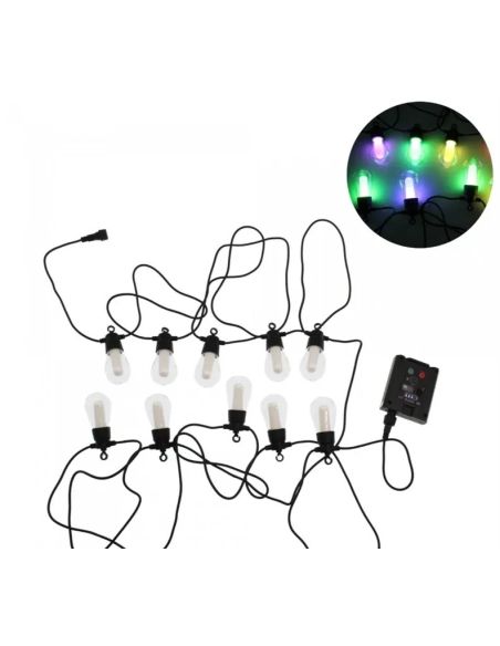 Ghirlanda solara interior/ exterior multicolor, ghirlanda cu 10 becuri RGB, Elastix