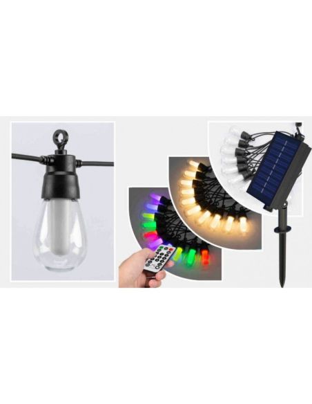 Ghirlanda solara interior/ exterior multicolor, ghirlanda cu 10 becuri RGB, Elastix