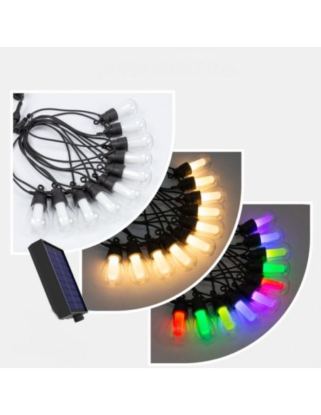 Ghirlanda solara interior/ exterior multicolor, ghirlanda cu 10 becuri RGB, Elastix