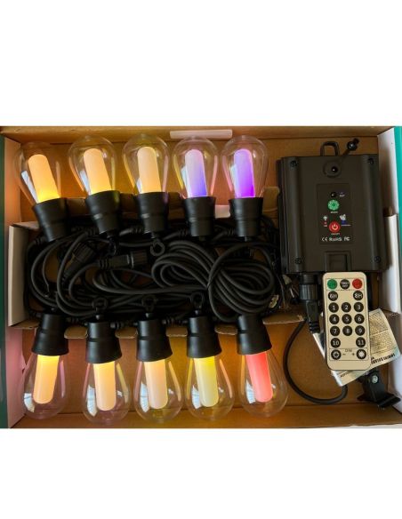 Ghirlanda solara interior/ exterior multicolor, ghirlanda cu 10 becuri RGB, Elastix
