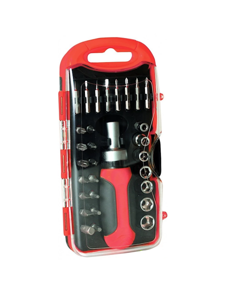 Set biti si chei tubulare, cheie cu clichet, surubelnita portabila, Elastix