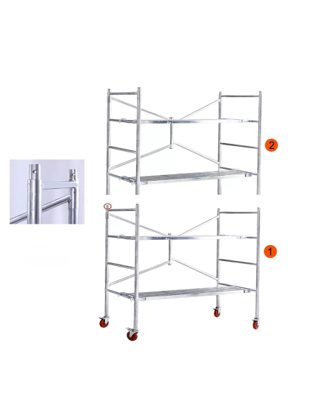 Schela pliabila modulara, sarcina 500 kg, cu roti 360°, Elastix