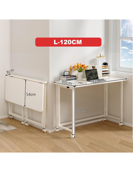 Birou pliabil MDF cu roti 120 x 60, calitate premium, masa plianta, Elastix