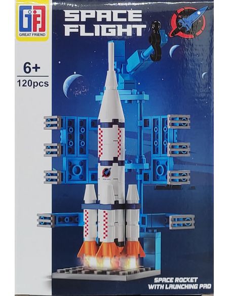 Bloc constructii tip lego 120 piese, puzzle racheta, Elastix