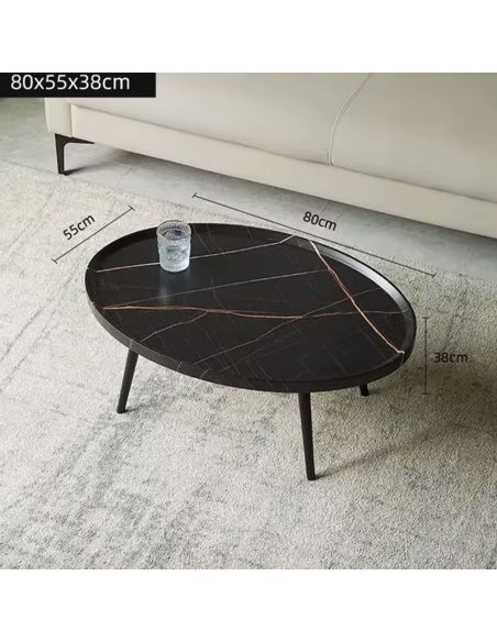 Masuta din lemn pentru cafea, masa living negru marmura, Elastix