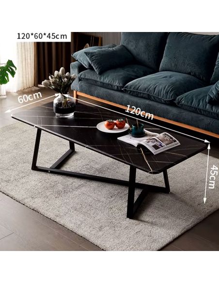 Masa cafea, masa neagra dreptunghiulara living, Elastix