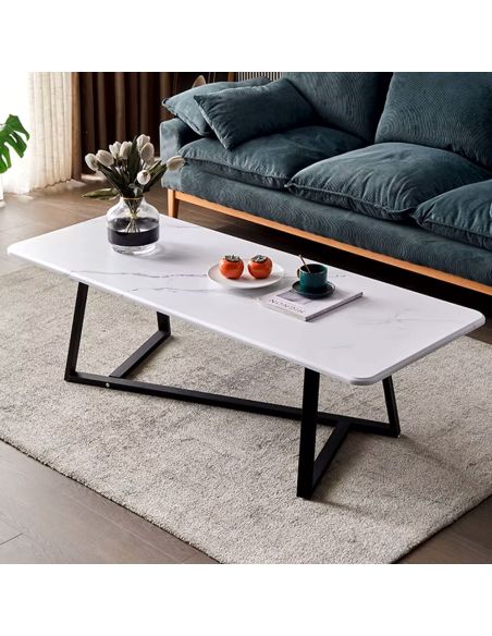 Masa cafea, masa alba dreptunghiulara living, Elastix