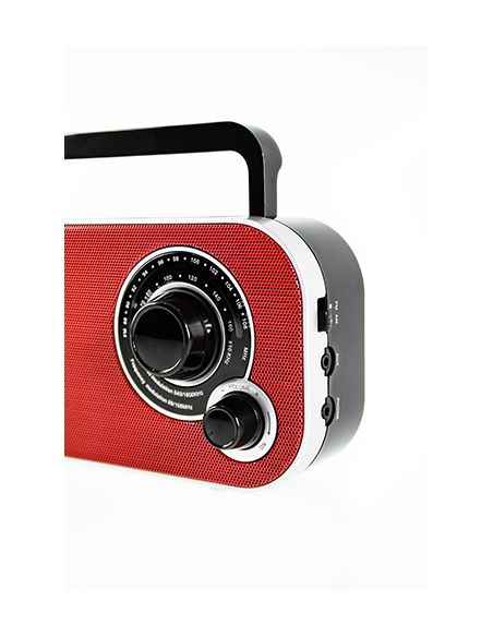 Radio rosu cu afisaj digital si boxa aux, Elastix