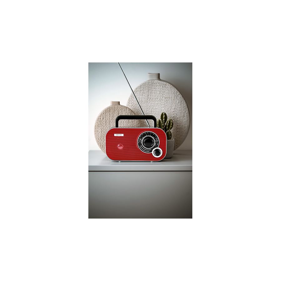 Radio rosu cu afisaj digital si boxa aux, Elastix