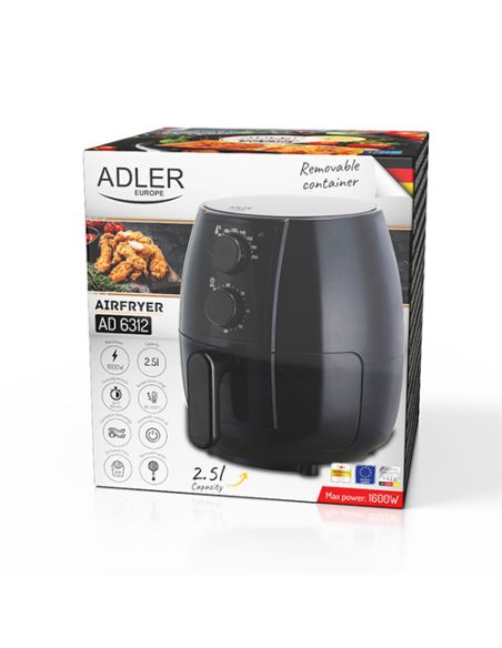 Airfryer 1600 W, cuptor 2.6L, friteuza cu aer cald, Elastix
