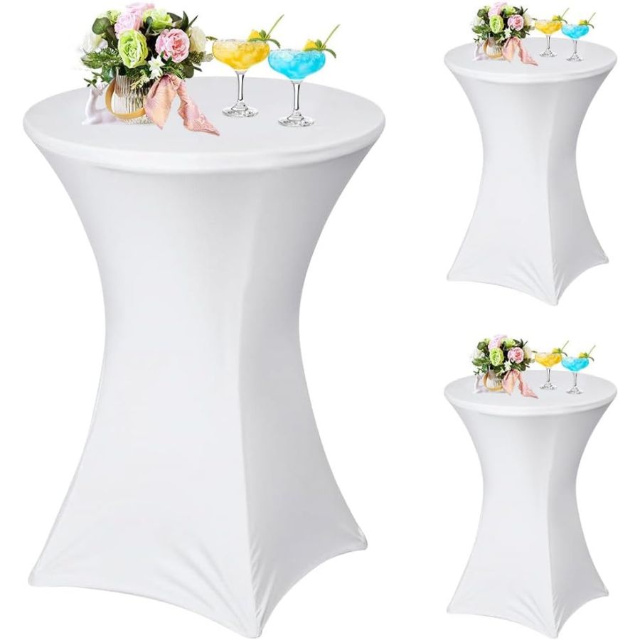 Față de masă Cocktail Albă 80 cm, material dublu, gros și rezistent, fixare impecabilă | Elastix