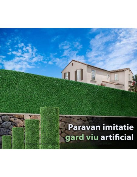 Plasă metalică gard verde artificial, imitație gard viu 1m x 3m, Elastix