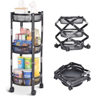 Raft metalic pliabil 3 etaje Pantry Pro, organizator bucatarie, Elastix