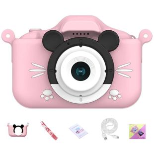 Mini aparat foto mickey, video, jocuri roz pentru copii, Elastix