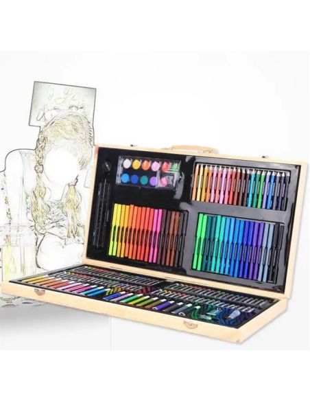 Trusa desen 180 piese, set desen si pictura, Elastix