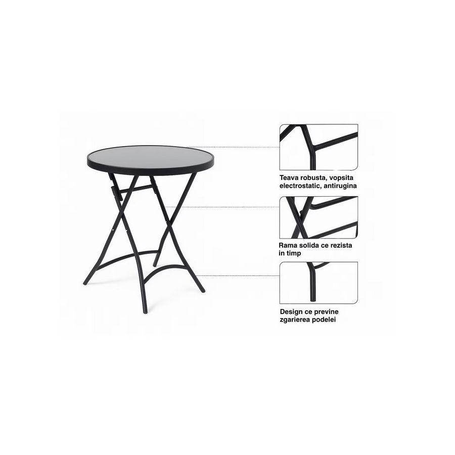 Masa pliabila 60 cm, masa blat sticla...