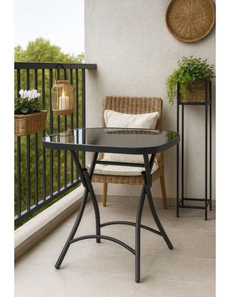 Masa patrata pliabila 70 cm, masa blat sticla securizata, Elastix