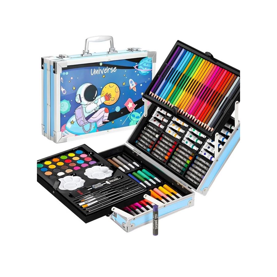 Trusa albastra metalica desen 145 piese, set...