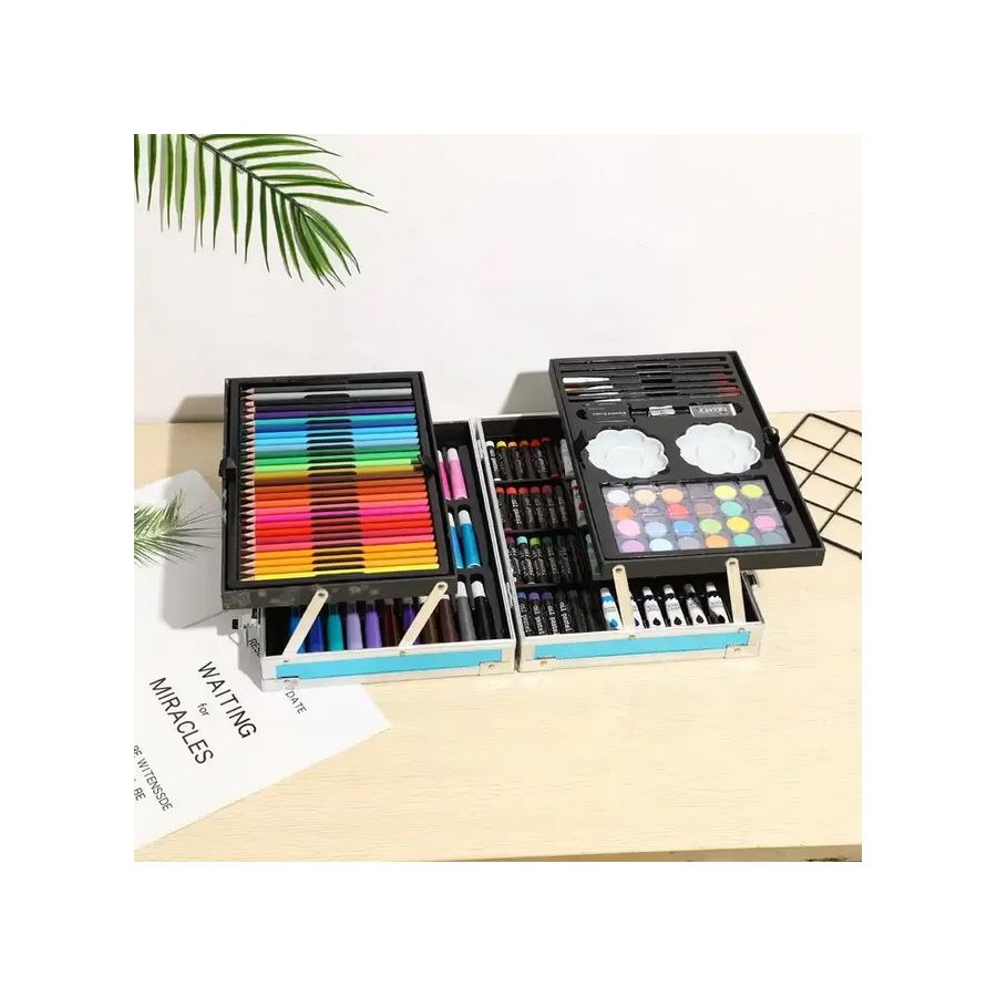 Trusa albastra metalica desen 145 piese, set...