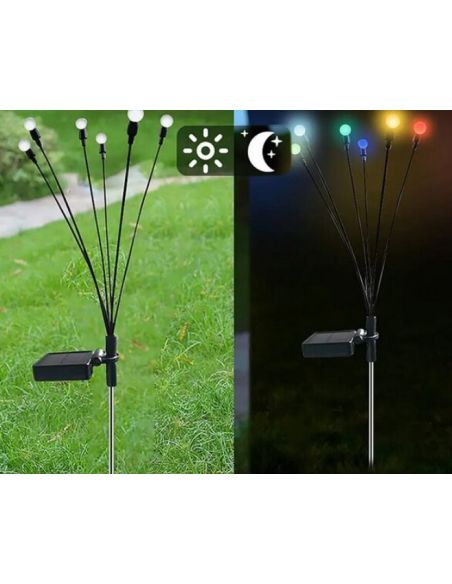 Set 2 Licurici gradina 6 becuri fiecare, leduri incarcare solara gradina, lumini gradina, Elastix