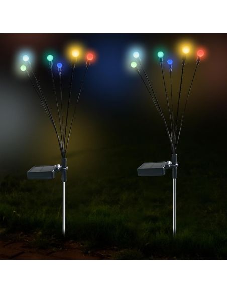 Set 2 Licurici gradina 6 becuri fiecare, leduri incarcare solara gradina, lumini gradina, Elastix
