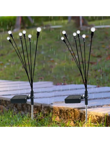 Set 2 Licurici gradina 6 becuri fiecare, leduri incarcare solara gradina, lumini gradina, Elastix