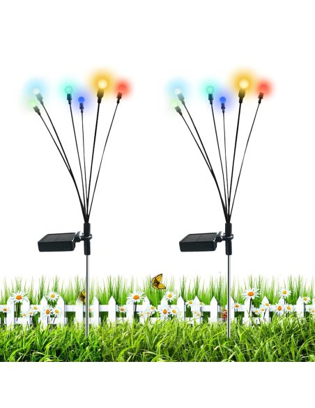 Set 2 Licurici gradina 6 becuri fiecare, leduri incarcare solara gradina, lumini gradina, Elastix