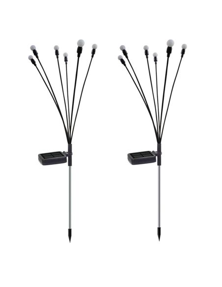 Set 2 Licurici gradina 6 becuri fiecare, leduri incarcare solara gradina, lumini gradina, Elastix