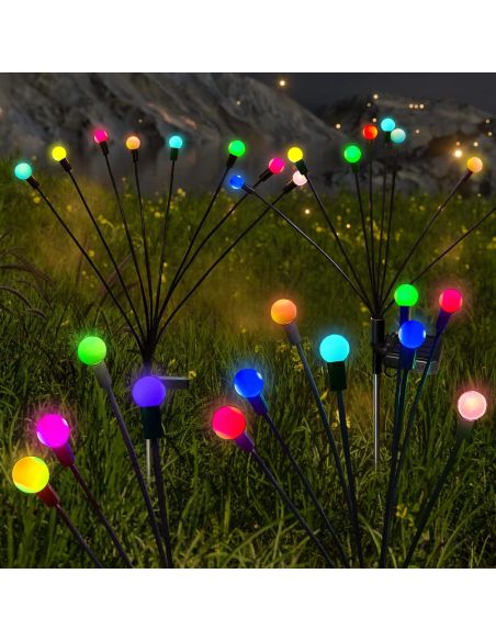 Set 2 Licurici gradina 6 becuri fiecare, leduri incarcare solara gradina, lumini gradina, Elastix