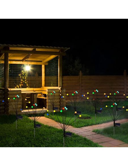 Set 2 Licurici gradina 6 becuri fiecare, leduri incarcare solara gradina, lumini gradina, Elastix