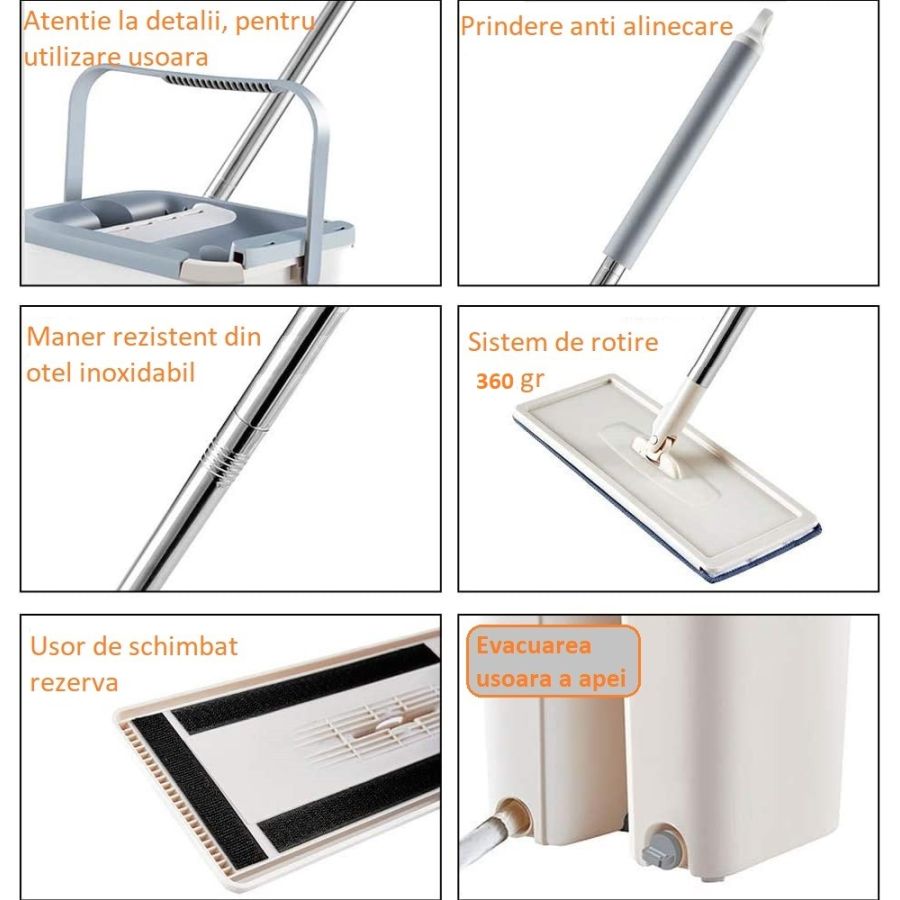 Mop profesional cu doua cuve de spalare si uscare