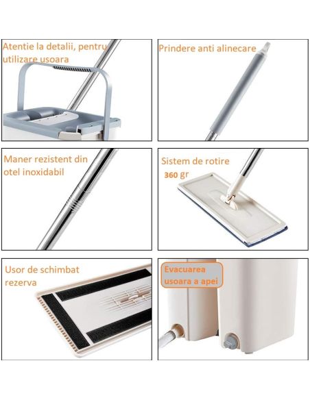 Mop profesional cu doua cuve de spalare si uscare