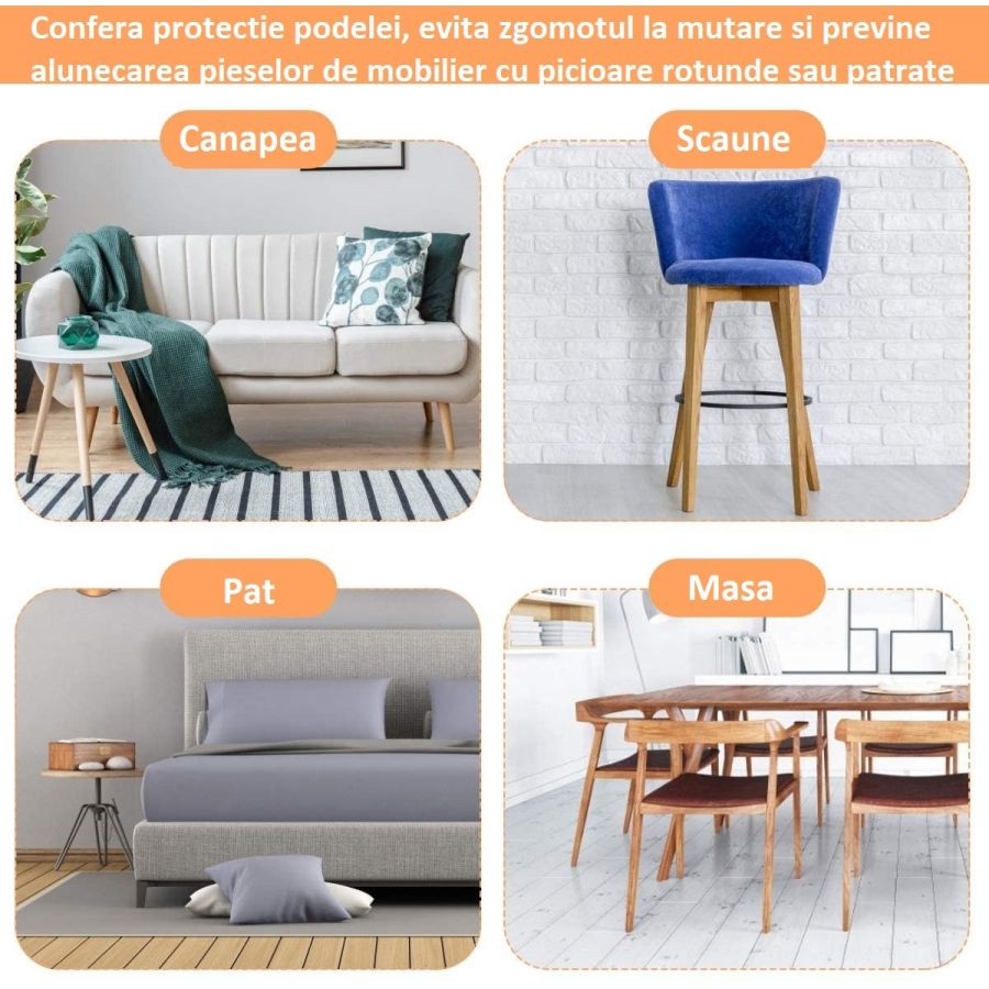 Set 4 Protectii pentru picioare rotunde sau patrate