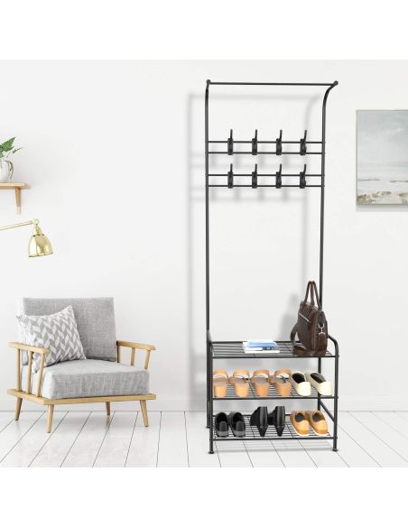 Cuier metalic cu rafturi pentru pantofi si finisaje rotunjite