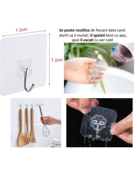 Set 6 carlige reutilizabile si ultra rezistente