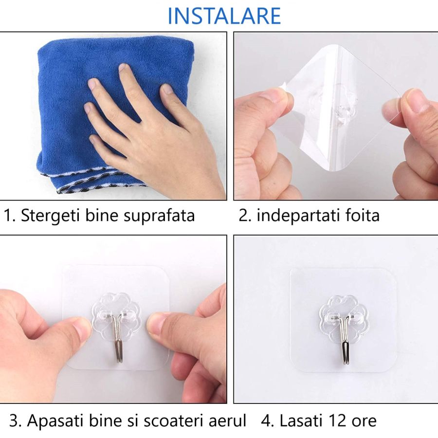 Set 6 carlige reutilizabile si ultra rezistente