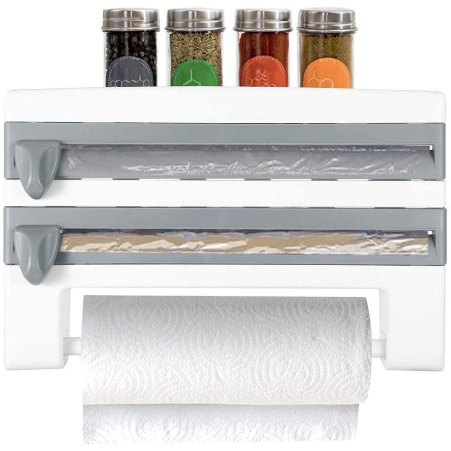 organizator bucatarie , folie alimentara , rola hartie si condimente