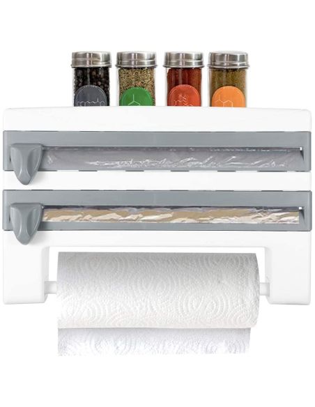 organizator bucatarie , folie alimentara , rola hartie si condimente