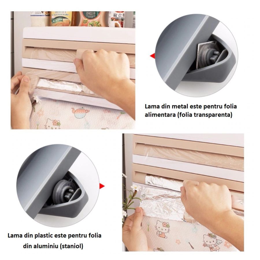 organizator bucatarie , folie alimentara , rola hartie si condimente