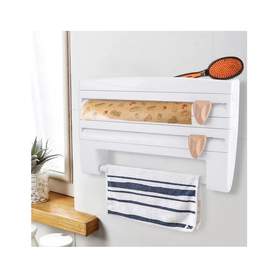 organizator bucatarie , folie alimentara , rola hartie si condimente