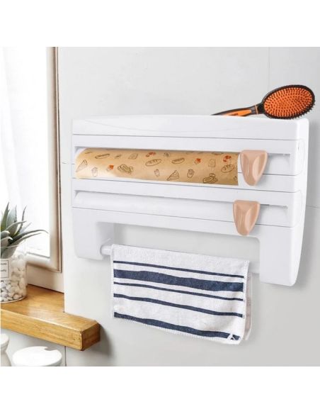 organizator bucatarie , folie alimentara , rola hartie si condimente