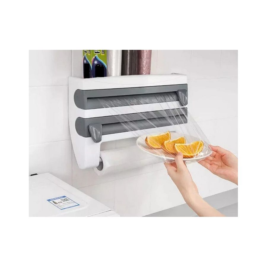 organizator bucatarie , folie alimentara , rola hartie si condimente